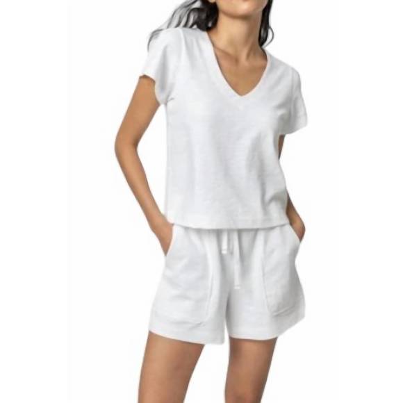 NEW LILLA P elastic waist drawstring shorts in white - Picture 2 of 2
